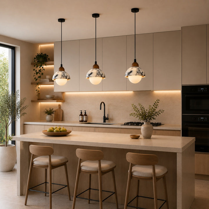 Nordic Pendant Light Hanging Alabaster Marble Adjustable LED for Kitchen Pendant Lighting