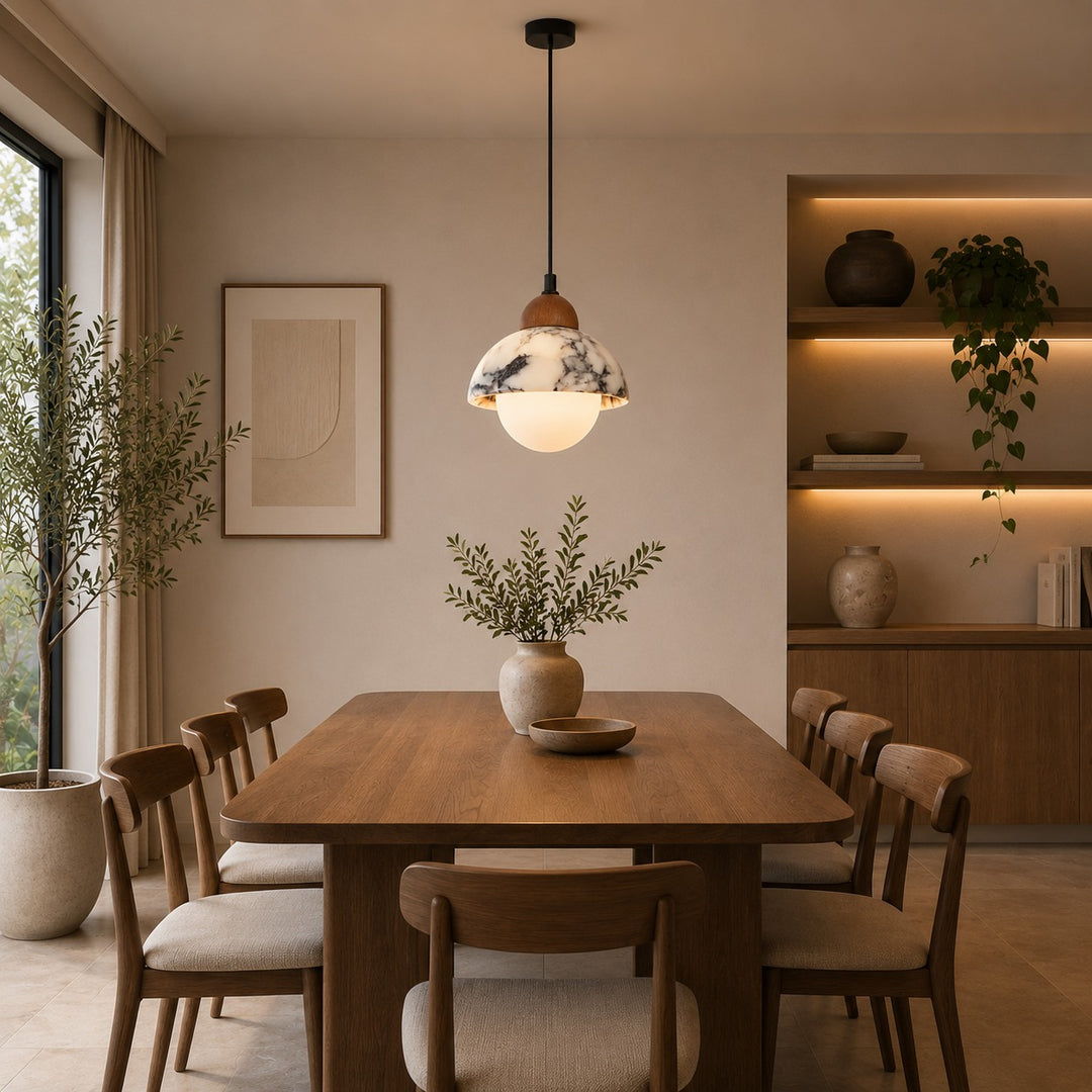 Nordic Pendant Light Hanging Alabaster Marble Adjustable LED for Kitchen Pendant Lighting