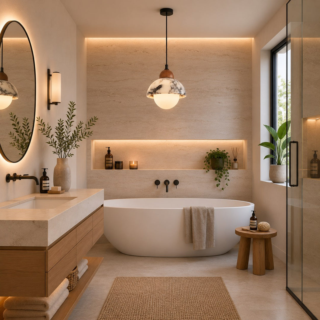 Nordic Pendant Light Hanging Alabaster Marble Adjustable LED for Kitchen Pendant Lighting