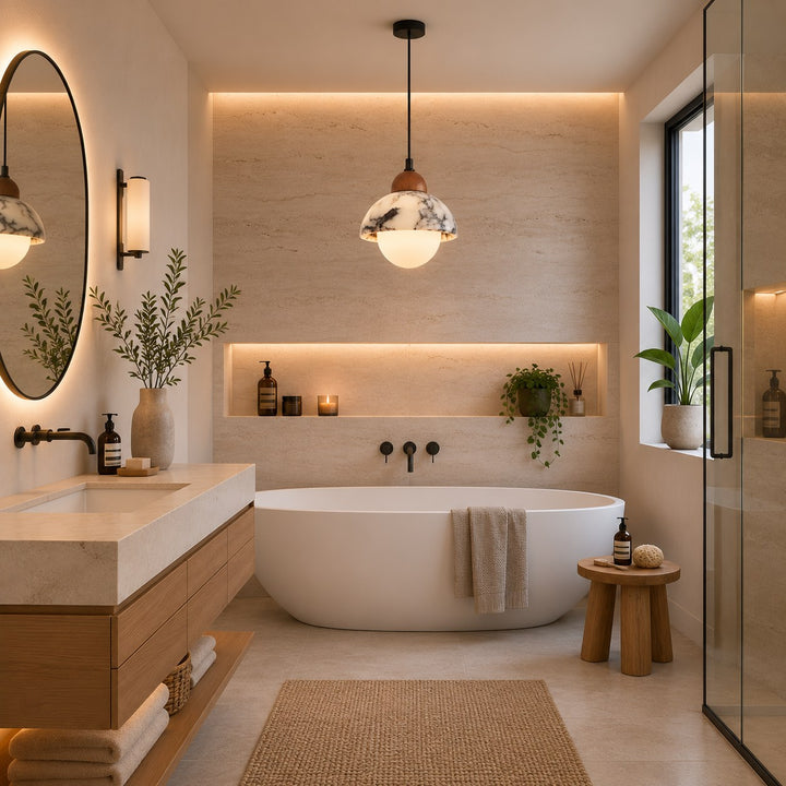 Nordic Pendant Light Hanging Alabaster Marble Adjustable LED for Kitchen Pendant Lighting