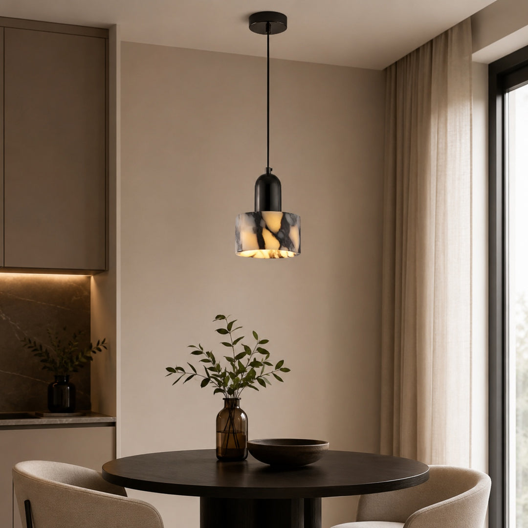 Nordic Pendant Light Hanging Alabaster Marble Adjustable LED for Kitchen Pendant Lighting
