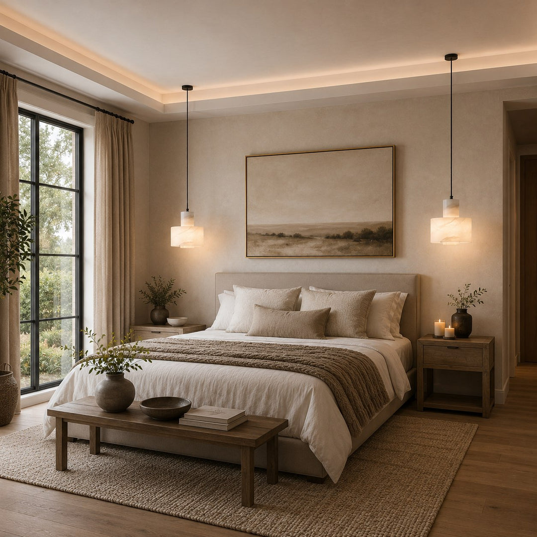 Nordic Pendant Light Hanging Alabaster Shade with Adjustable Copper LED for Kitchen Island