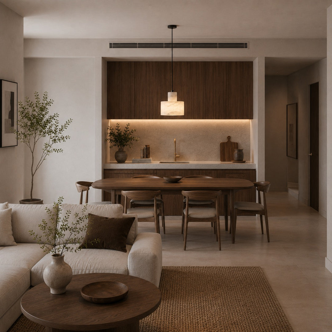 Nordic Pendant Light Hanging Alabaster Shade with Adjustable Copper LED for Kitchen Island