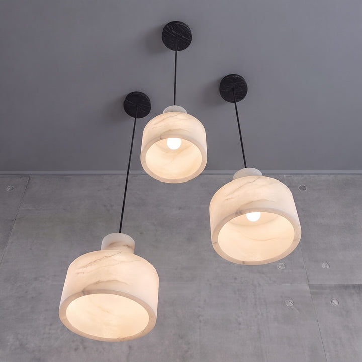 Nordic Pendant Light Hanging Alabaster Shade with Adjustable Copper LED for Kitchen Island