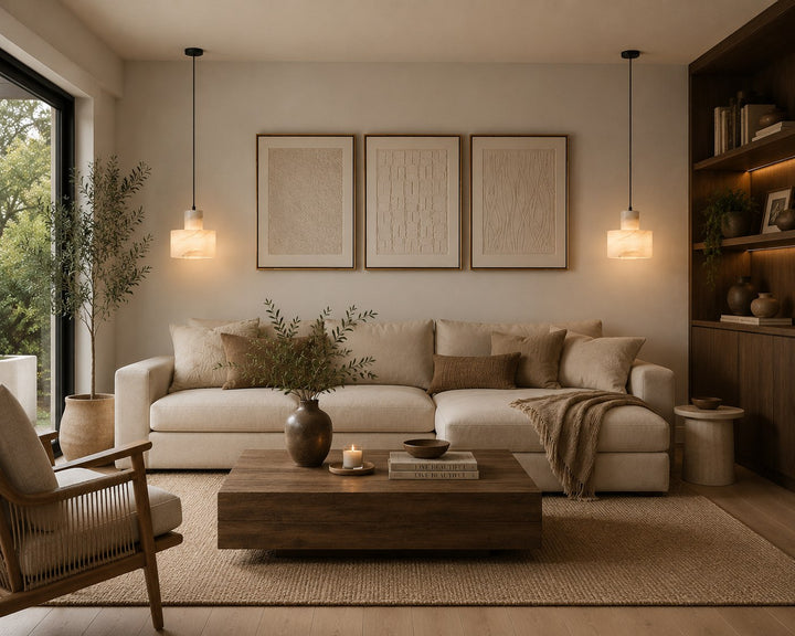 Nordic Pendant Light Hanging Alabaster Shade with Adjustable Copper LED for Kitchen Island