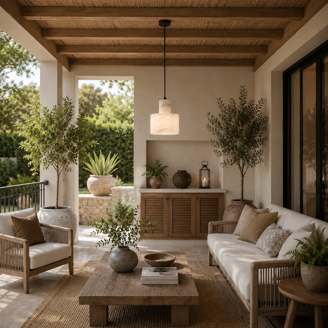 Nordic Pendant Light Hanging Alabaster Shade with Adjustable Copper LED for Kitchen Island