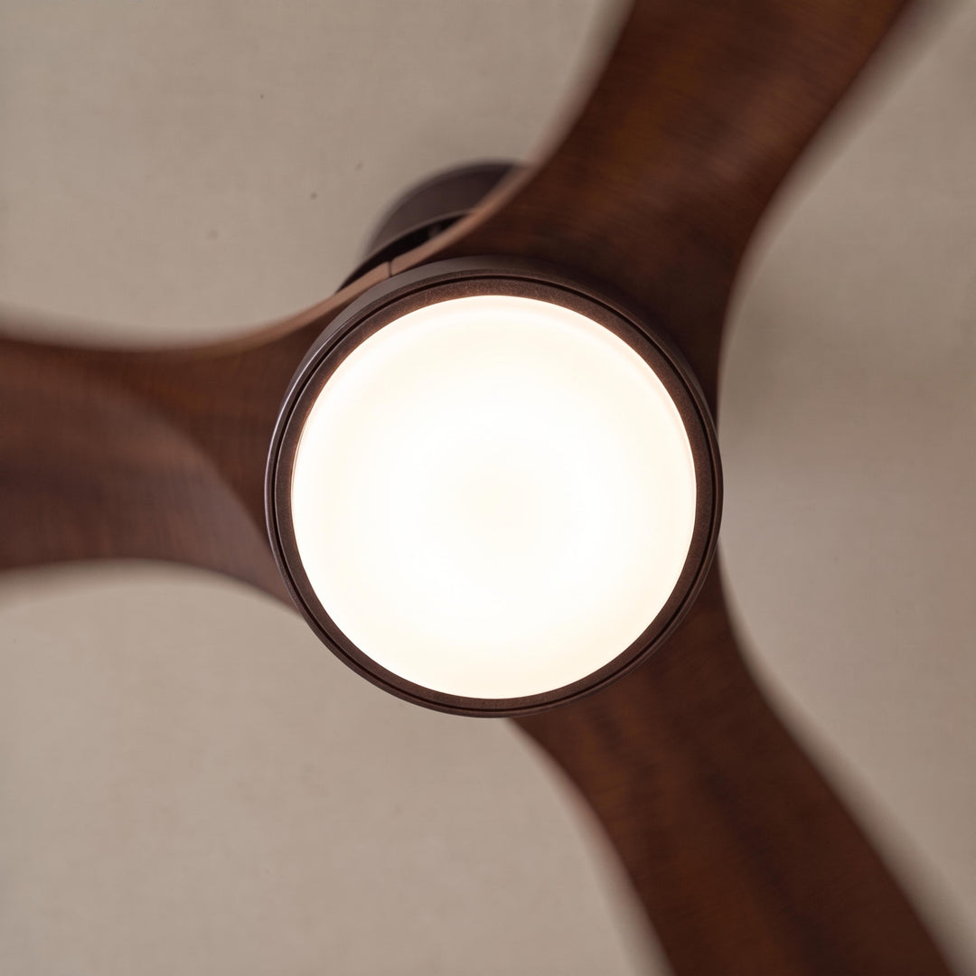 Nordic Style Ceiling Fan with Lights Flush Mount Wooden Blades LED Dimmable Remote Control