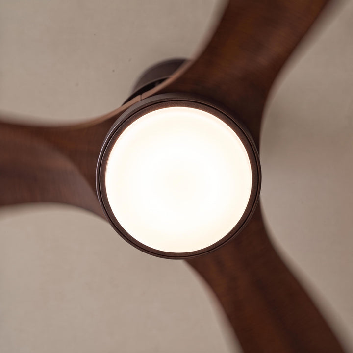 Nordic Style Ceiling Fan with Lights Flush Mount Wooden Blades LED Dimmable Remote Control
