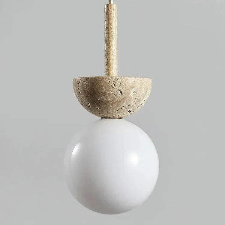 Nordic Pendant Lighting Hanging LED Compact Pendant Lamp in Cream Travertine for Minimalist Spaces 1