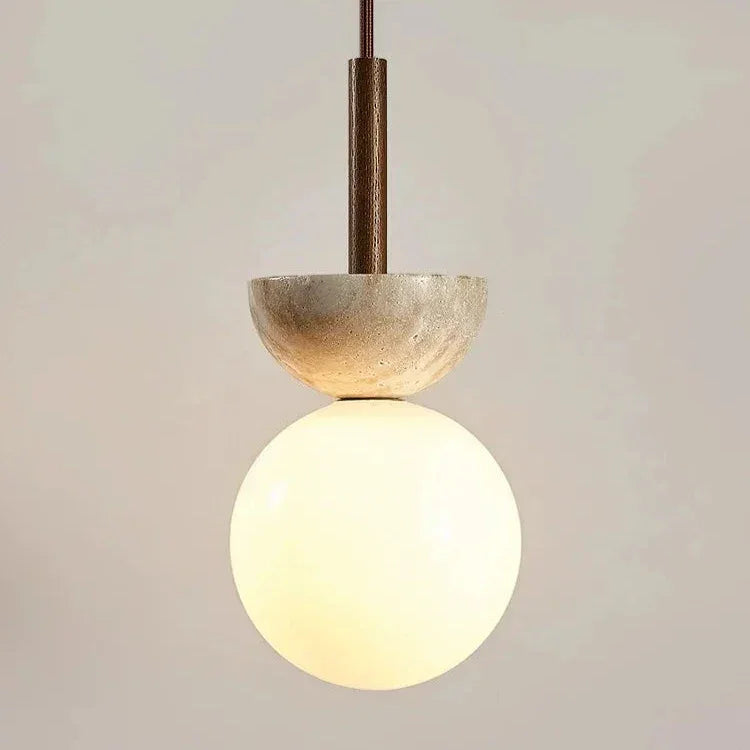 Nordic Pendant Lighting Hanging LED Compact Pendant Lamp in Cream Travertine for Minimalist Spaces 2
