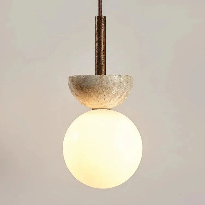 Nordic Pendant Lighting Hanging LED Compact Pendant Lamp in Cream Travertine for Minimalist Spaces 2