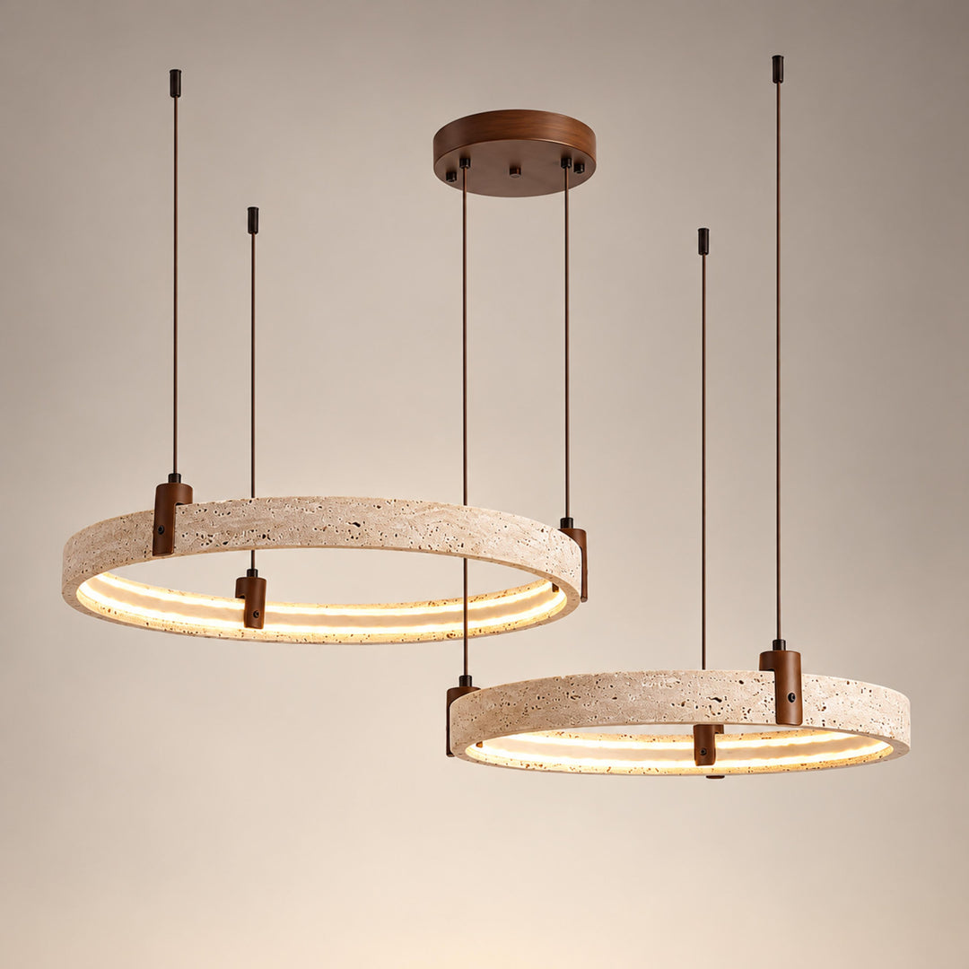 Modern Chandelier Ceiling Light Flush Mount Travertine Stone with Ambient Illumination