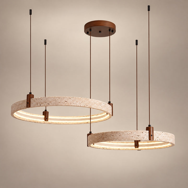 Modern Chandelier Ceiling Light Flush Mount Travertine Stone with Ambient Illumination