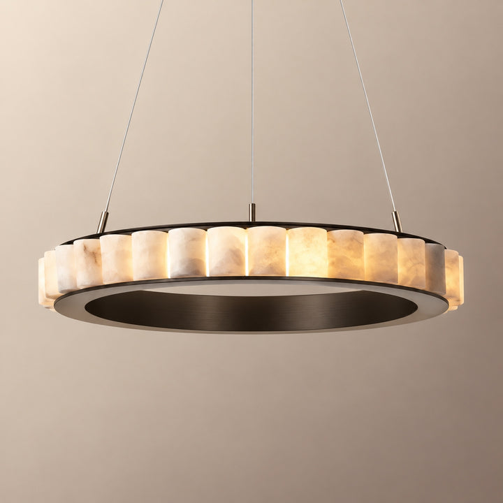 Modern Halo Chandelier Ceiling Light Flush Mount Metal Frame Adjustable Lighting