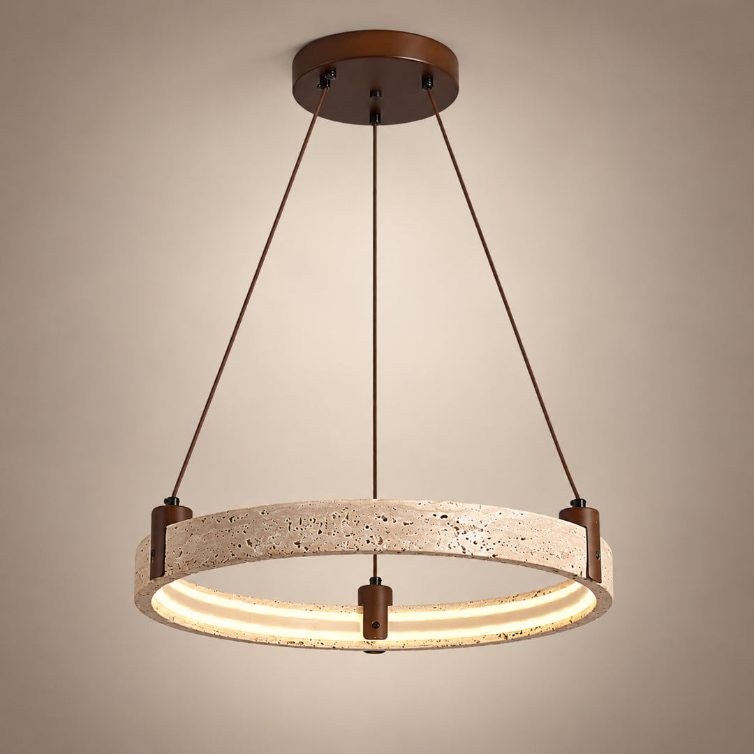 Modern Chandelier Ceiling Light Flush Mount Travertine Stone with Ambient Illumination