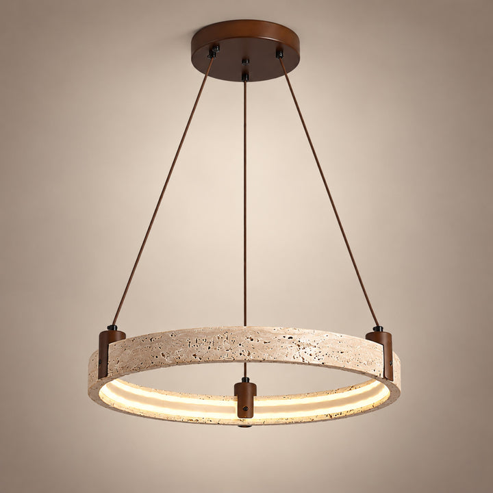 Modern Chandelier Ceiling Light Flush Mount Travertine Stone with Ambient Illumination