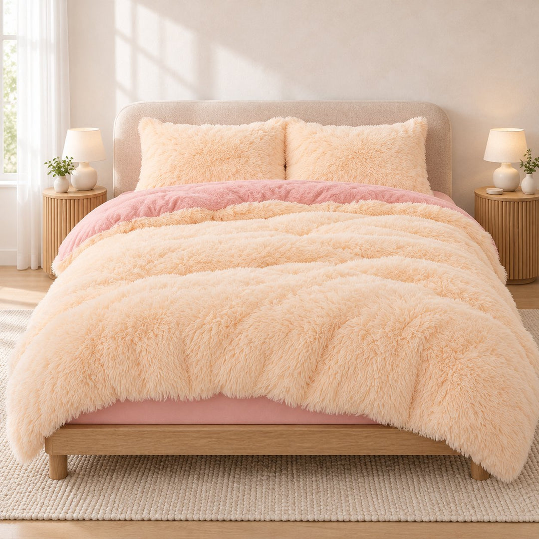 Cozy Plush Bedding Set Soft Duvet Cover Fluffy Pillowcases Fleece Fabric Machine Washable