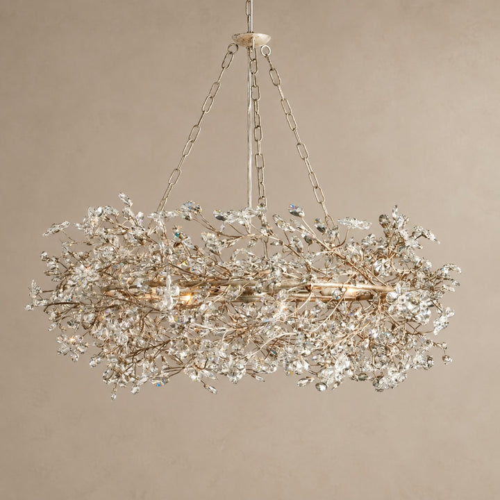 Modern Crystal Chandelier Adjustable Hanging Iron Fixture with Multiple Light Sockets