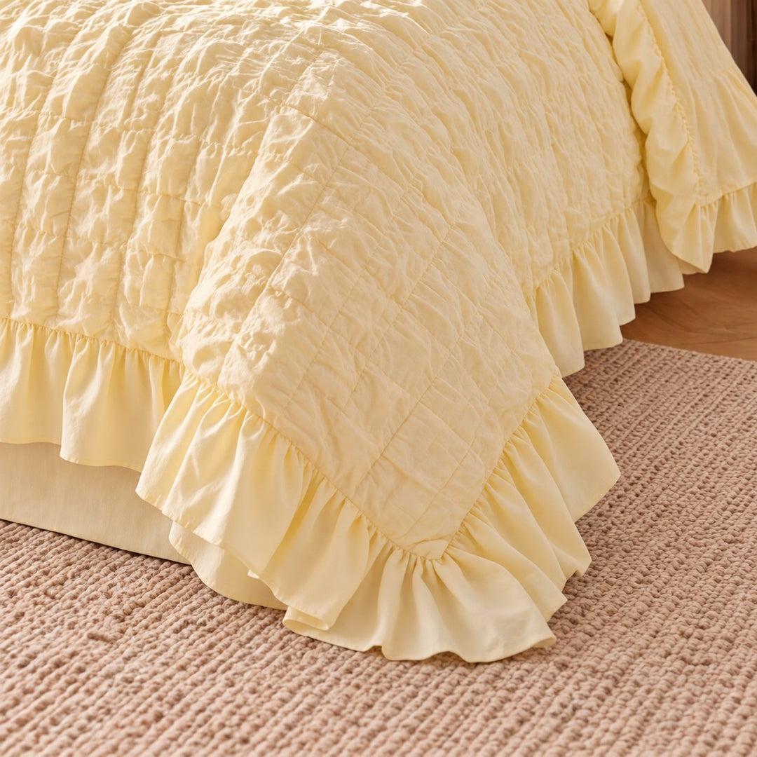 Chantilly Style Quilt Cover Set with Ruffled Edging 100% Cotton Soft Touch Available in Multiple Colors
