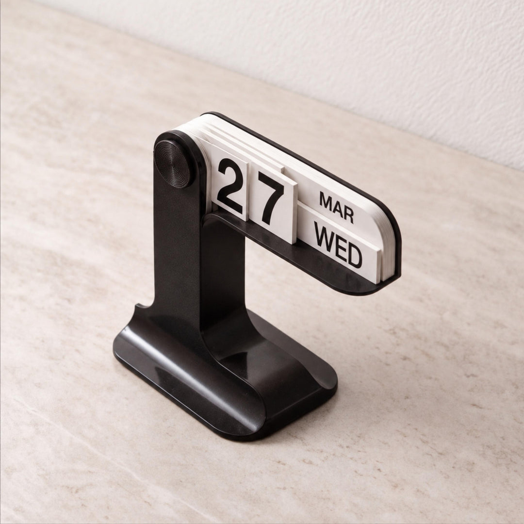 Minimalist Desk Calendar Wooden Block Compact Design ABS Material Functional Organizer