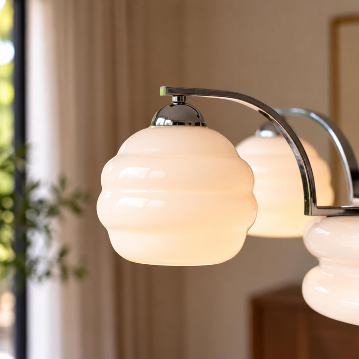Art Deco Chandelier Ceiling Light Flush Mount Metal Frame Multiple Bulbs Indoor Lighting