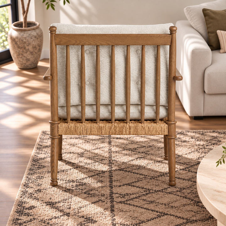 Modern Accent Armchair with Tufted Cushions and Durable Ash Wood Frame for Stylish Comfort