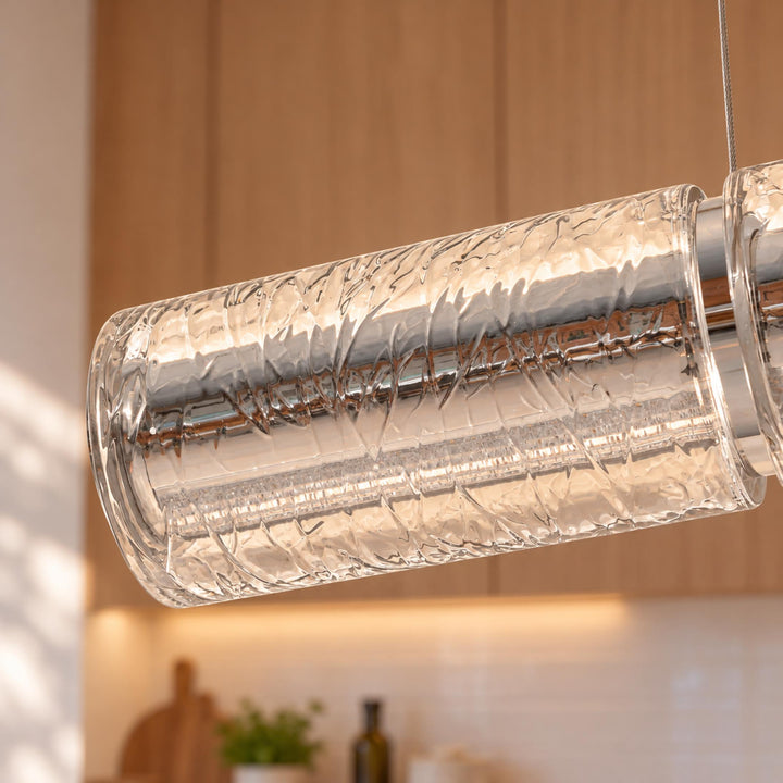 Modern Segmented Glass Chandelier Ceiling Light Metal Frame Clear Glass Design