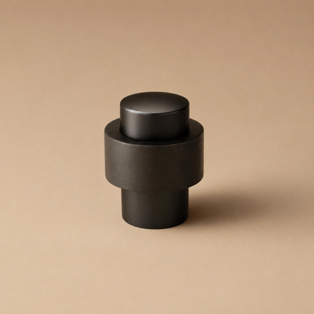 Rubber Door Stop Floor Mounted with Modern Brass Knurling for Impact Reduction and Stability