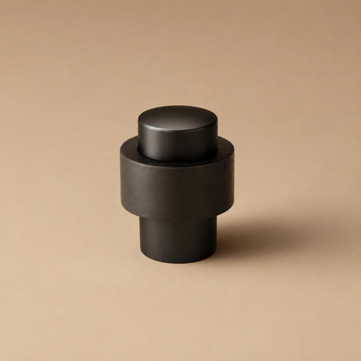 Rubber Door Stop Floor Mounted with Modern Brass Knurling for Impact Reduction and Stability