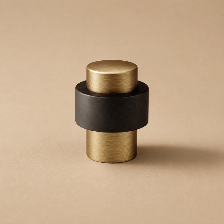 Rubber Door Stop Floor Mounted with Modern Brass Knurling for Impact Reduction and Stability