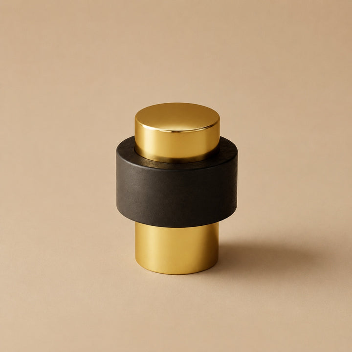 Rubber Door Stop Floor Mounted with Modern Brass Knurling for Impact Reduction and Stability