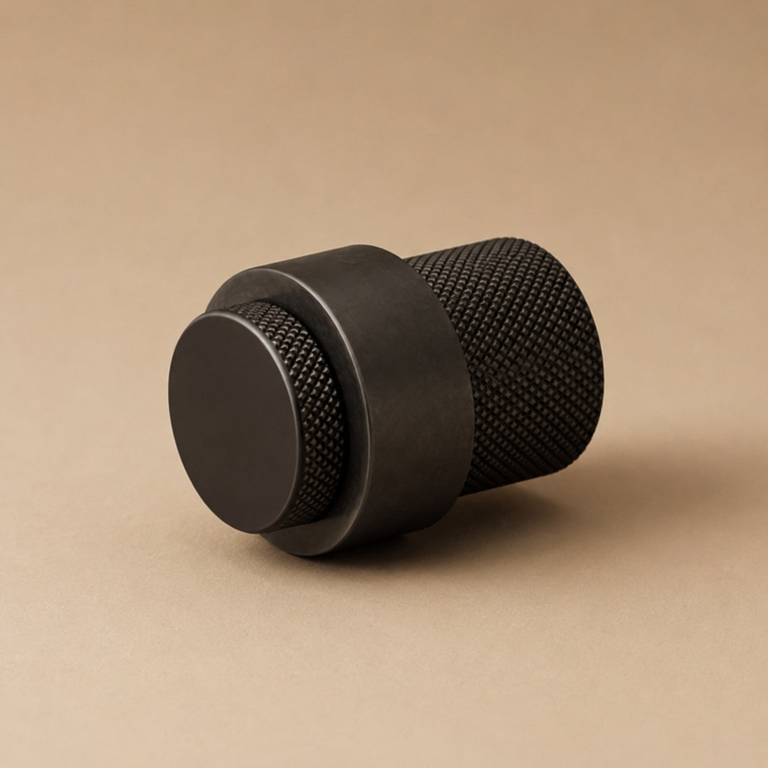 Rubber Door Stop Floor Mounted with Modern Brass Knurling for Impact Reduction and Stability