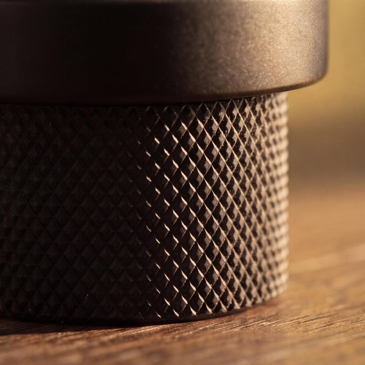 Rubber Door Stop Floor Mounted with Modern Brass Knurling for Impact Reduction and Stability