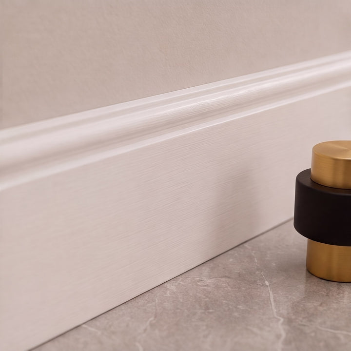 Rubber Door Stop Floor Mounted with Modern Brass Knurling for Impact Reduction and Stability