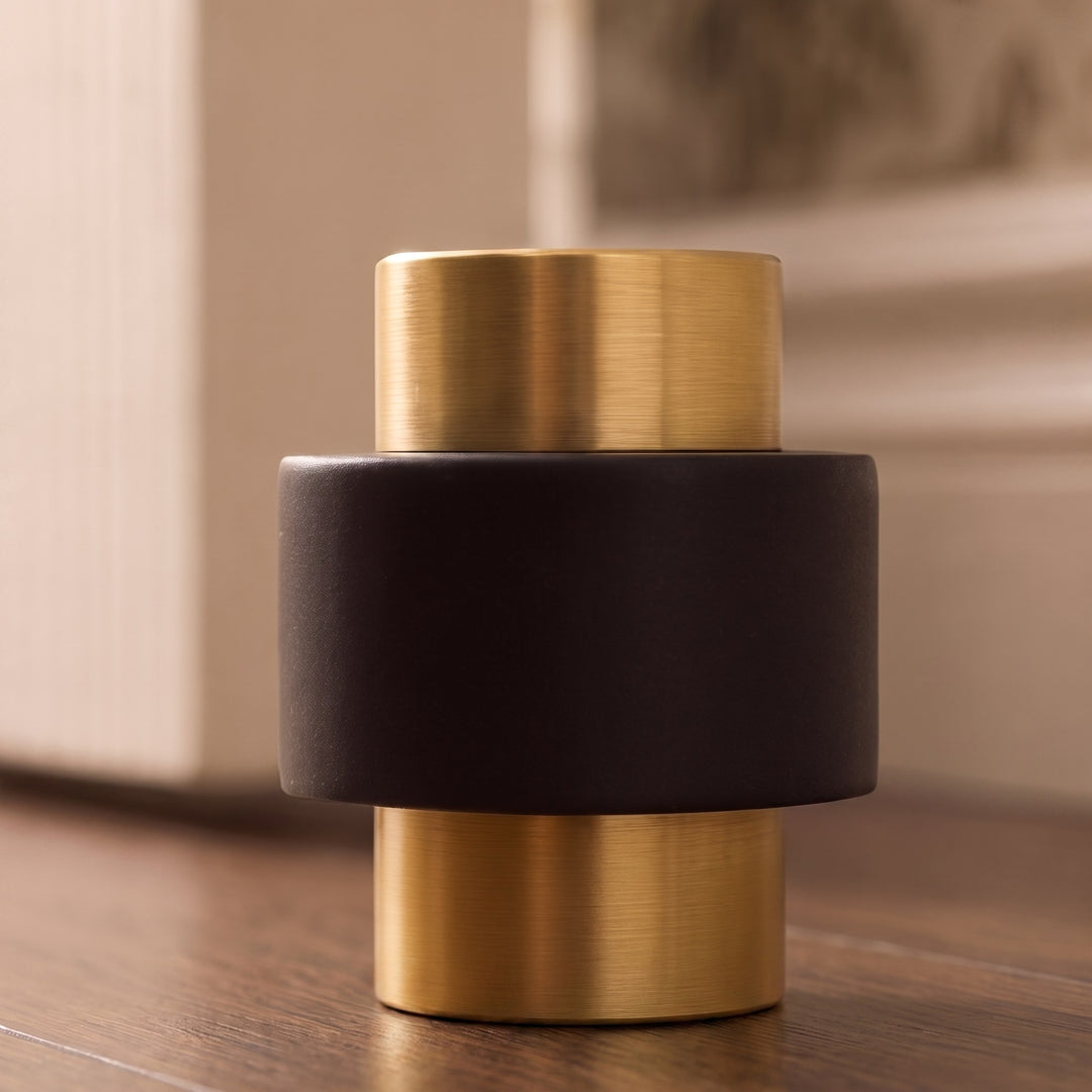 Rubber Door Stop Floor Mounted with Modern Brass Knurling for Impact Reduction and Stability