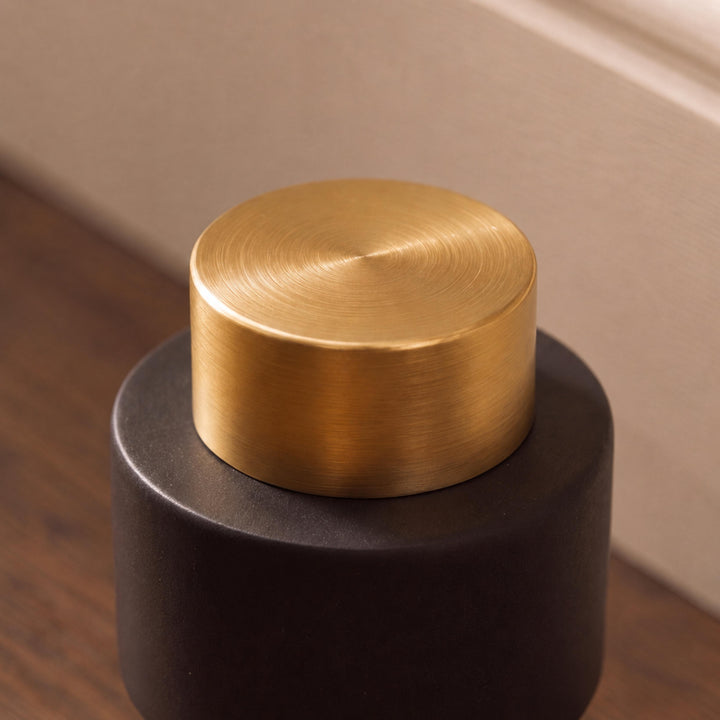 Rubber Door Stop Floor Mounted with Modern Brass Knurling for Impact Reduction and Stability