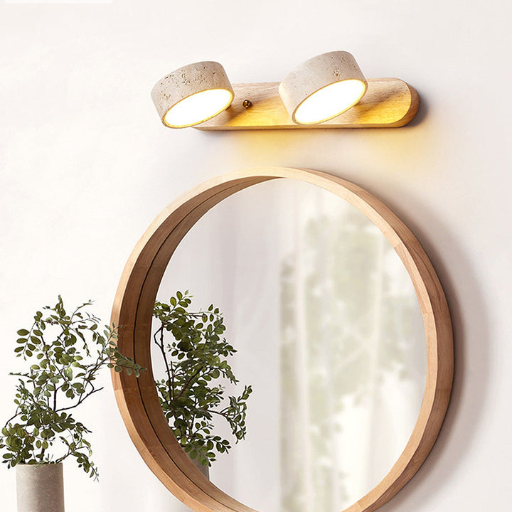 Rustic Bathroom Wall Light Wood Vanity Fixture LED Hardwired 110V-120V Simple Design 0
