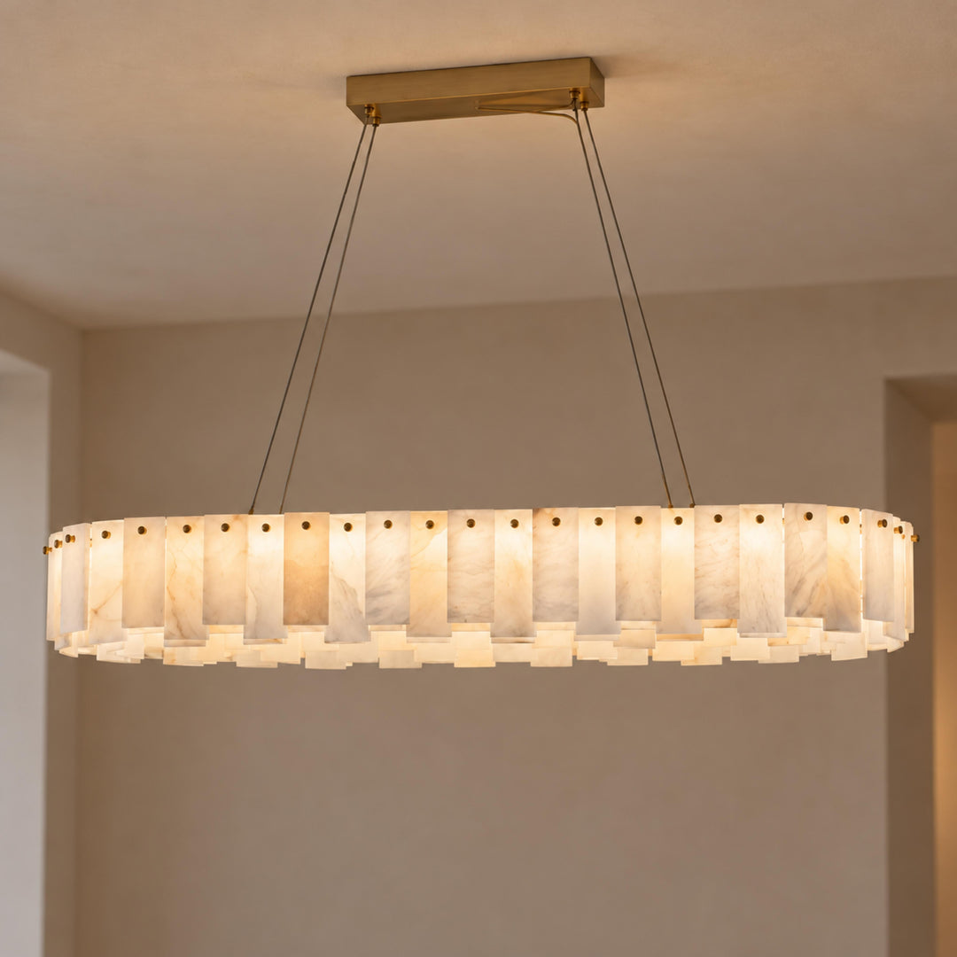 Modern Chandelier Light Ceiling Mounted Alabaster Glass with LED Illumination for Dining Room