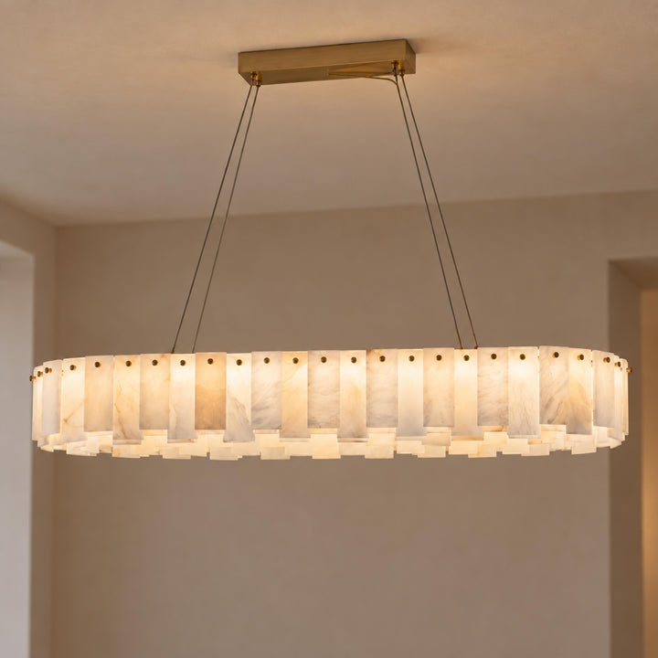 Modern Chandelier Light Ceiling Mounted Alabaster Glass with LED Illumination for Dining Room