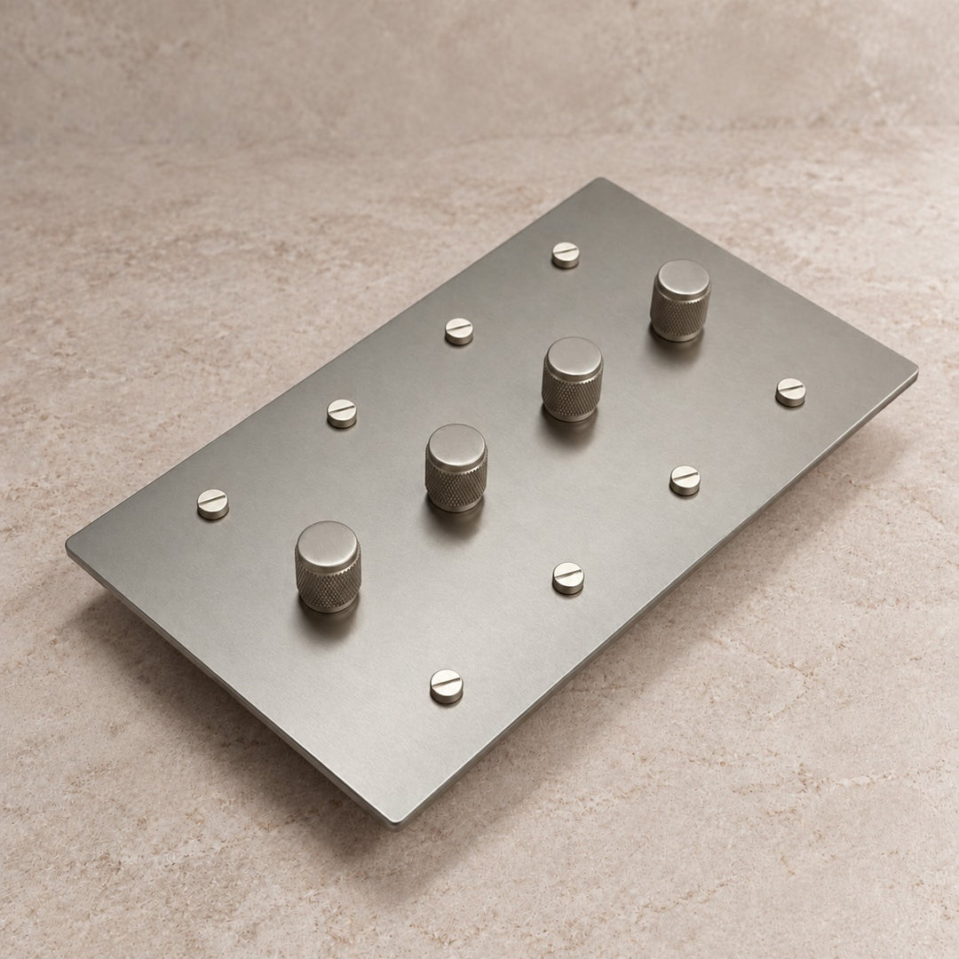 Solid Brass Rotary Dimmer Light Switch – 1–4 Gang