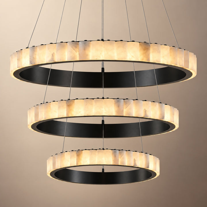 Modern Halo Chandelier Ceiling Light Flush Mount Metal Frame Adjustable Lighting