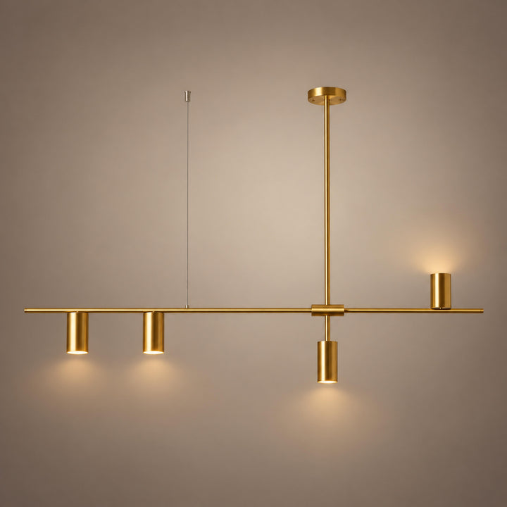 Modern Linear Pendant Lamp Ceiling Mounted Metal Frame Adjustable Height LED Lighting