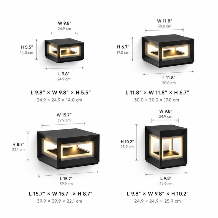 Modern Outdoor Post Light Rectangular Stainless Steel Waterproof LED Solar Hardwired