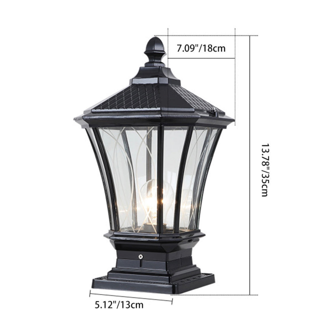 Traditional Solar Outdoor Post Light with Octagonal Glass Shade Aluminum Construction LED 5W