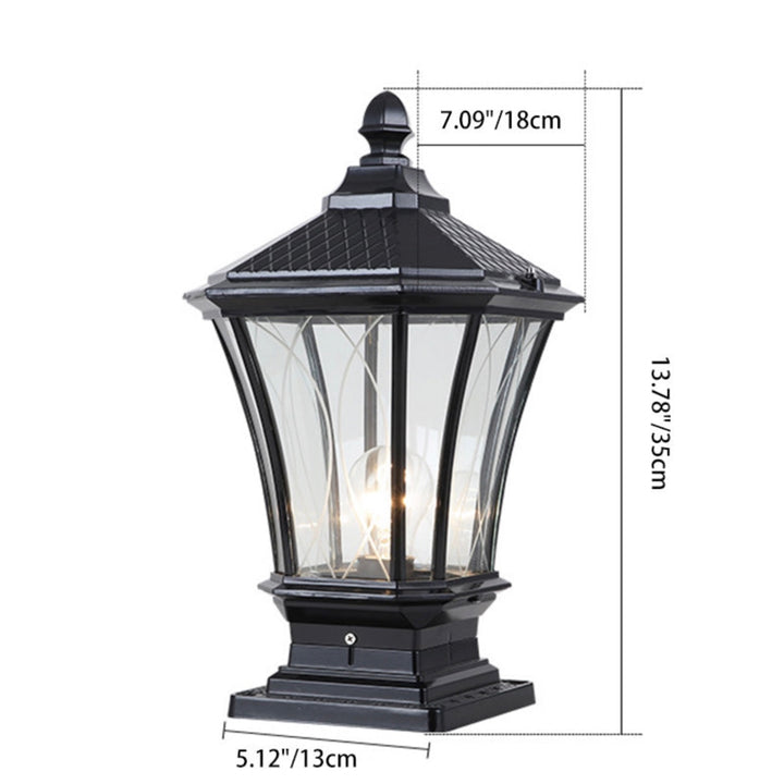 Traditional Solar Outdoor Post Light with Octagonal Glass Shade Aluminum Construction LED 5W