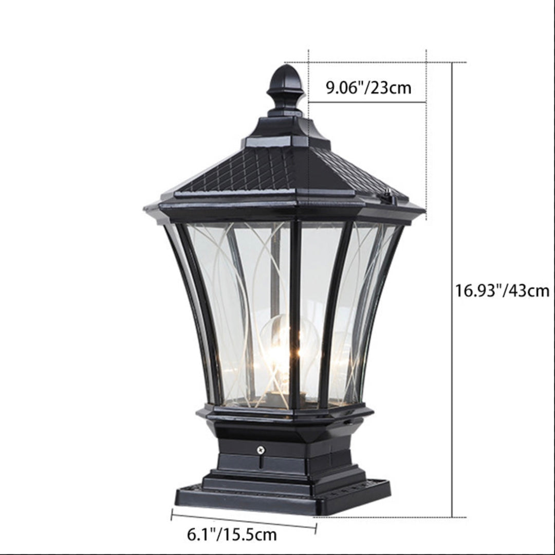 Traditional Solar Outdoor Post Light with Octagonal Glass Shade Aluminum Construction LED 5W