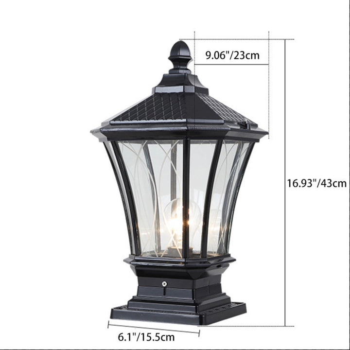 Traditional Solar Outdoor Post Light with Octagonal Glass Shade Aluminum Construction LED 5W