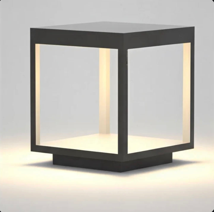 Modern Concrete Outdoor Pillar Light Open Frame Stainless Steel Acrylic LED 3000K IP54