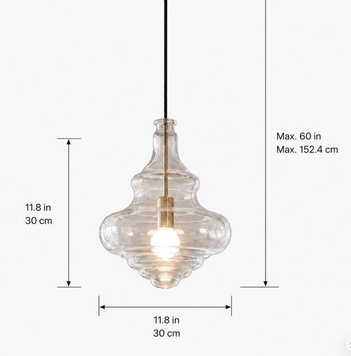 Modern Glass Pendant Light Adjustable Hanging LED Fixture for Kitchen Lighting