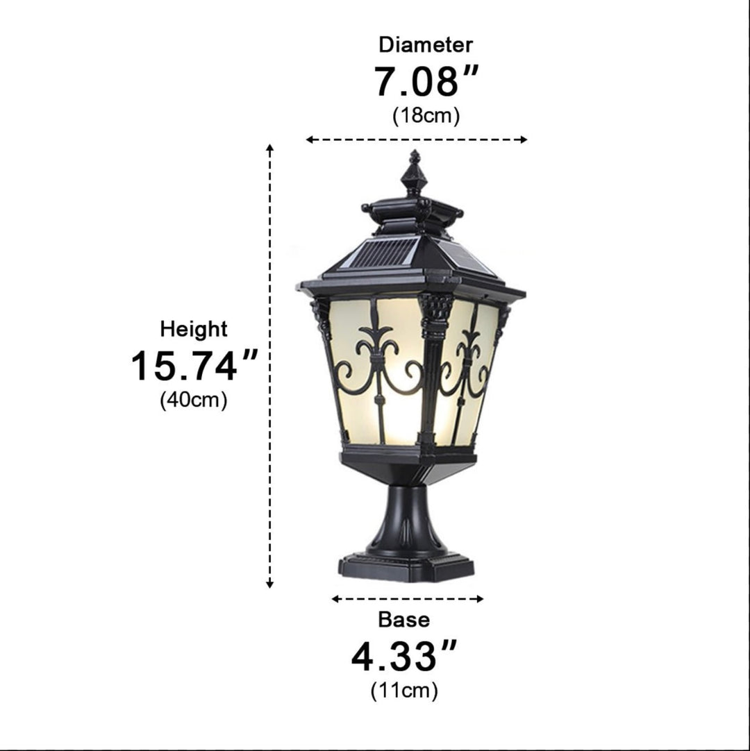 Solar Outdoor Garden Light Modern Fence Post Fixture Die Cast Aluminum LED Warm White